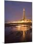 Blackpool Tower Reflected on Wet Beach at Dusk, Blackpool, Lancashire, England, United Kingdom-Martin Child-Mounted Photographic Print