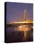 Blackpool Tower Reflected on Wet Beach at Dusk, Blackpool, Lancashire, England, United Kingdom-Martin Child-Stretched Canvas