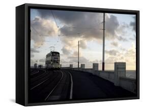 Blackpool Tram at Dusk, Blackpool, Lancashire, England, United Kingdom, Europe-Purcell-Holmes-Framed Stretched Canvas