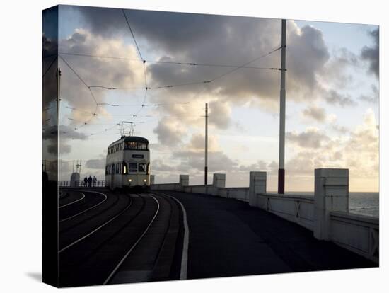 Blackpool Tram at Dusk, Blackpool, Lancashire, England, United Kingdom, Europe-Purcell-Holmes-Stretched Canvas