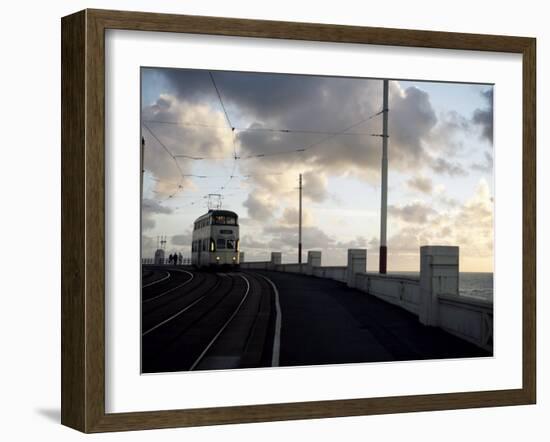 Blackpool Tram at Dusk, Blackpool, Lancashire, England, United Kingdom, Europe-Purcell-Holmes-Framed Photographic Print