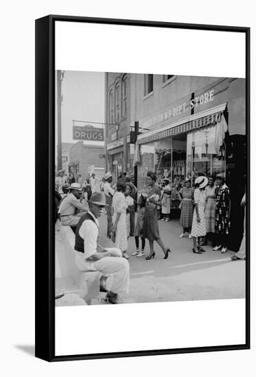 Blacks Shopping on Main Street-Dorothea Lange-Framed Stretched Canvas