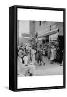Blacks Shopping on Main Street-Dorothea Lange-Framed Stretched Canvas