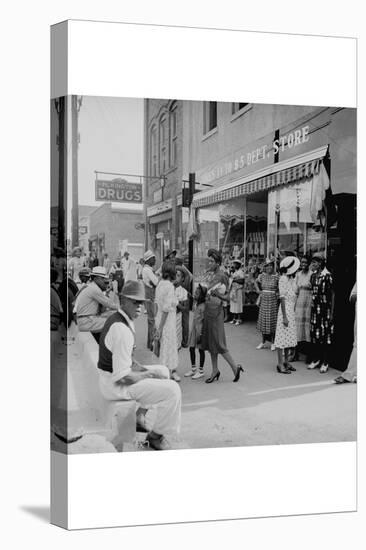 Blacks Shopping on Main Street-Dorothea Lange-Stretched Canvas