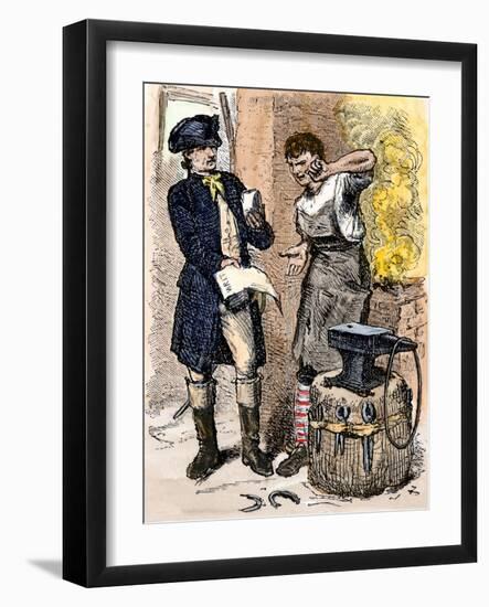 Blacksmith Angry at Being Served a Tax Demand, a Scene in Shays's Rebellion, c.1786-null-Framed Giclee Print