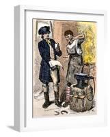 Blacksmith Angry at Being Served a Tax Demand, a Scene in Shays's Rebellion, c.1786-null-Framed Giclee Print