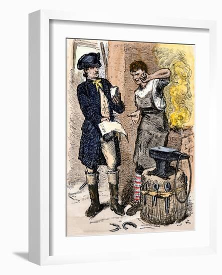 Blacksmith Angry at Being Served a Tax Demand, a Scene in Shays's Rebellion, c.1786-null-Framed Giclee Print