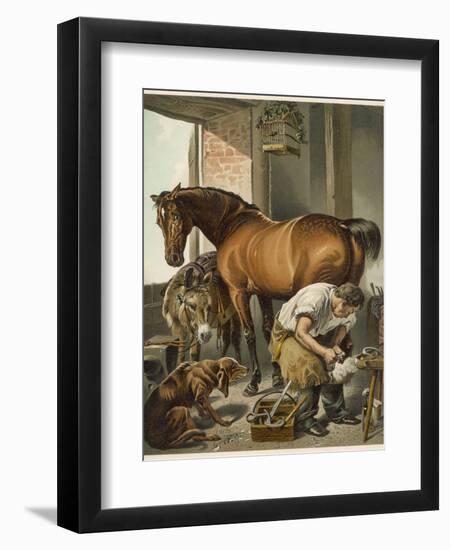 Blacksmith Puts a New Shoe on a Bay Mare-Edwin Henry Landseer-Framed Photographic Print