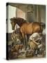 Blacksmith Puts a New Shoe on a Bay Mare-Edwin Henry Landseer-Stretched Canvas