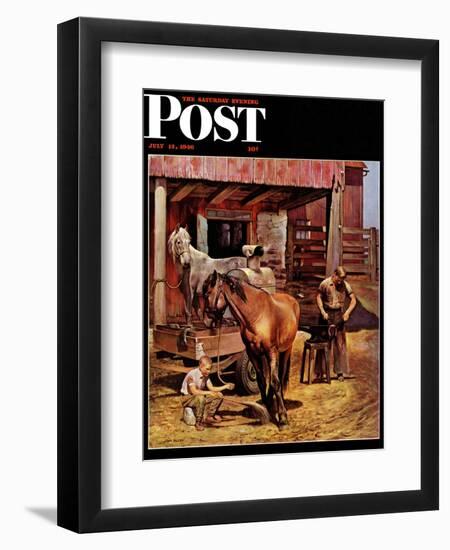 "Blacksmith," Saturday Evening Post Cover, July 13, 1946-John Falter-Framed Giclee Print