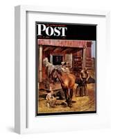 "Blacksmith," Saturday Evening Post Cover, July 13, 1946-John Falter-Framed Giclee Print