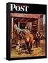 "Blacksmith," Saturday Evening Post Cover, July 13, 1946-John Falter-Framed Stretched Canvas