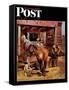 "Blacksmith," Saturday Evening Post Cover, July 13, 1946-John Falter-Framed Stretched Canvas