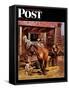 "Blacksmith," Saturday Evening Post Cover, July 13, 1946-John Falter-Framed Stretched Canvas