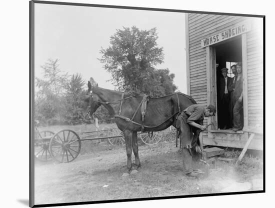 Blacksmith Shoeing a Horse-null-Mounted Photographic Print