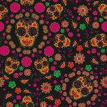 Sugar Skull Seamless Pattern-Blackspring-Stretched Canvas