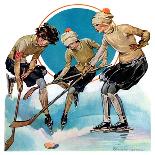 "Girls Playing Ice Hockey,"February 23, 1929-Blanche Greer-Premium Giclee Print