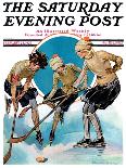 "Girls Playing Ice Hockey," Saturday Evening Post Cover, February 23, 1929-Blanche Greer-Giclee Print