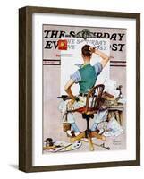 "Blank Canvas" Saturday Evening Post Cover, October 8,1938-Norman Rockwell-Framed Giclee Print