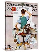 "Blank Canvas" Saturday Evening Post Cover, October 8,1938-Norman Rockwell-Stretched Canvas