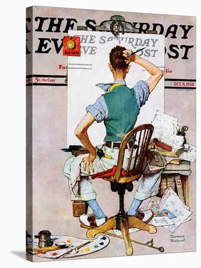 "Blank Canvas" Saturday Evening Post Cover, October 8,1938-Norman Rockwell-Stretched Canvas