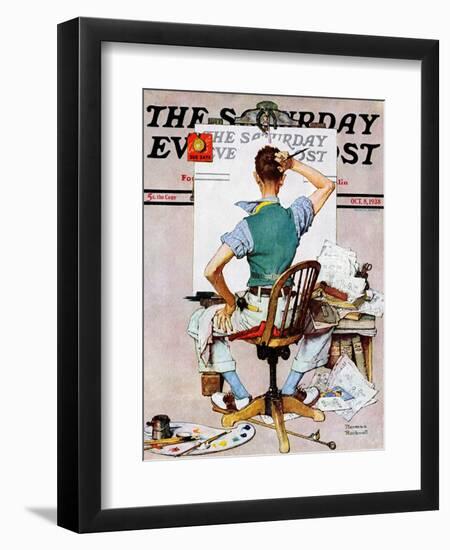 "Blank Canvas" Saturday Evening Post Cover, October 8,1938-Norman Rockwell-Framed Giclee Print