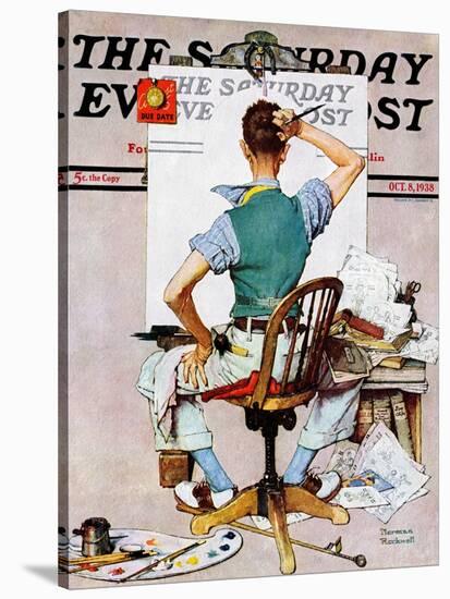 "Blank Canvas" Saturday Evening Post Cover, October 8,1938-Norman Rockwell-Stretched Canvas