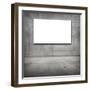 Blank White Board in a Grungy Concrete Room-landio-Framed Art Print