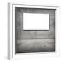 Blank White Board in a Grungy Concrete Room-landio-Framed Art Print