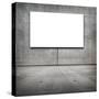 Blank White Board in a Grungy Concrete Room-landio-Stretched Canvas