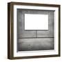 Blank White Board in a Grungy Concrete Room-landio-Framed Art Print