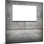 Blank White Board in a Grungy Concrete Room-landio-Mounted Art Print