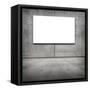 Blank White Board in a Grungy Concrete Room-landio-Framed Stretched Canvas