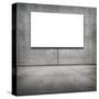 Blank White Board in a Grungy Concrete Room-landio-Stretched Canvas