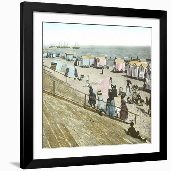 Blankenberghe (Belgium), the Beach at Swimming Time-Leon, Levy et Fils-Framed Photographic Print