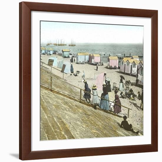 Blankenberghe (Belgium), the Beach at Swimming Time-Leon, Levy et Fils-Framed Photographic Print