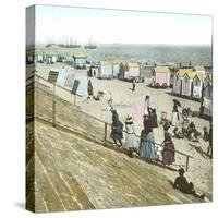 Blankenberghe (Belgium), the Beach at Swimming Time-Leon, Levy et Fils-Stretched Canvas