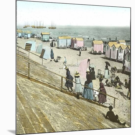 Blankenberghe (Belgium), the Beach at Swimming Time-Leon, Levy et Fils-Mounted Photographic Print