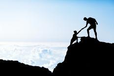 Teamwork Couple Hiking Helping Hand-blas-Framed Photographic Print