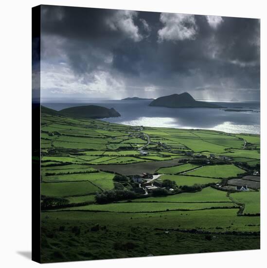 Blasket Sound to Blasket Islands and Slea Head, Dingle Peninsula, Munster, Republic of Ireland-Stuart Black-Stretched Canvas