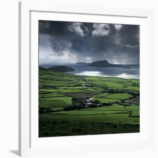 Blasket Sound to Blasket Islands and Slea Head, Dingle Peninsula, Munster, Republic of Ireland-Stuart Black-Framed Premium Photographic Print