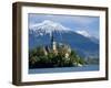 Bled Castle and Julian Alps, Lake Bled, Bled Island, Slovenia-Lisa S. Engelbrecht-Framed Premium Photographic Print