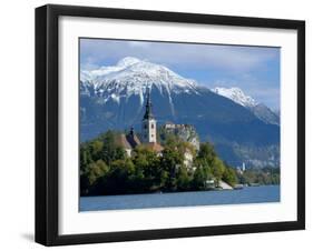 Bled Castle and Julian Alps, Lake Bled, Bled Island, Slovenia-Lisa S. Engelbrecht-Framed Premium Photographic Print
