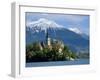 Bled Castle and Julian Alps, Lake Bled, Bled Island, Slovenia-Lisa S. Engelbrecht-Framed Premium Photographic Print