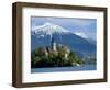 Bled Castle and Julian Alps, Lake Bled, Bled Island, Slovenia-Lisa S. Engelbrecht-Framed Photographic Print