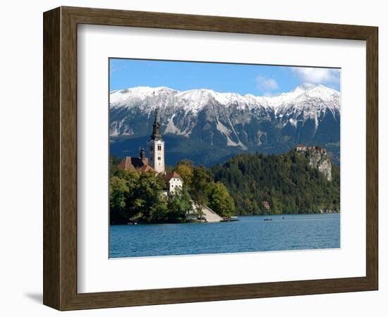 Bled Castle and Julian Alps, Lake Bled, Bled Island, Slovenia-Lisa S^ Engelbrecht-Framed Photographic Print