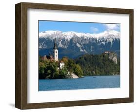 Bled Castle and Julian Alps, Lake Bled, Bled Island, Slovenia-Lisa S^ Engelbrecht-Framed Photographic Print