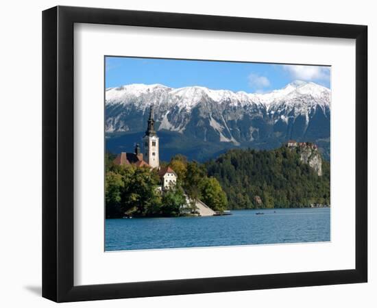 Bled Castle and Julian Alps, Lake Bled, Bled Island, Slovenia-Lisa S^ Engelbrecht-Framed Photographic Print