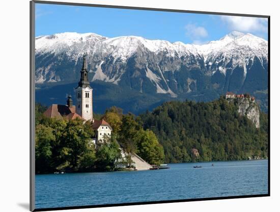 Bled Castle and Julian Alps, Lake Bled, Bled Island, Slovenia-Lisa S^ Engelbrecht-Mounted Photographic Print