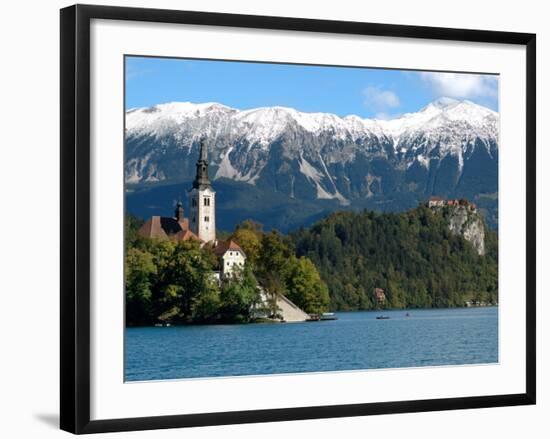 Bled Castle and Julian Alps, Lake Bled, Bled Island, Slovenia-Lisa S^ Engelbrecht-Framed Photographic Print